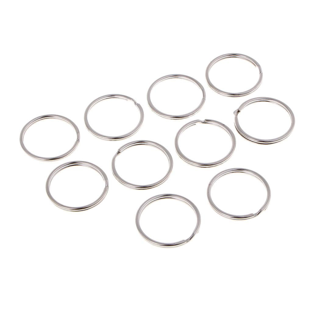 10pcs Split Ring Flat Surface Key Rings Double Loop Keychain Metal Plating