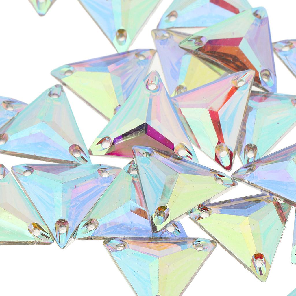 30pcs Triangle Sew on Faceted Glass Stones Flatback Crystal Rhinestone Craft