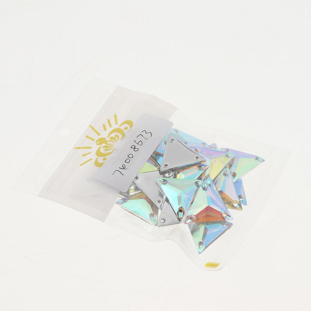 30pcs Triangle Sew on Faceted Glass Stones Flatback Crystal Rhinestone Craft