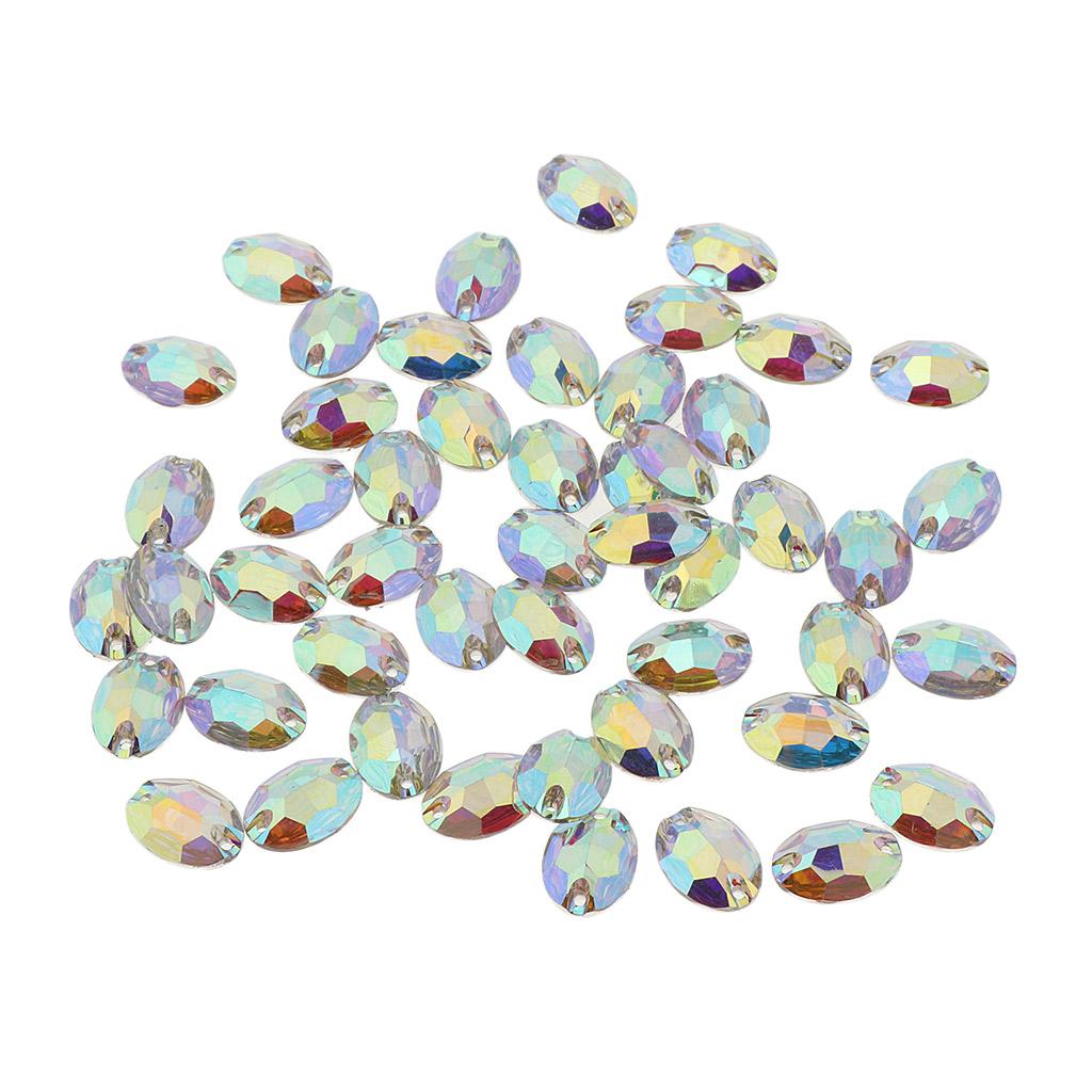 50Pcs Oval Sew on Rhinestones Crystal Beads Sewing DIY Clothing Accessories