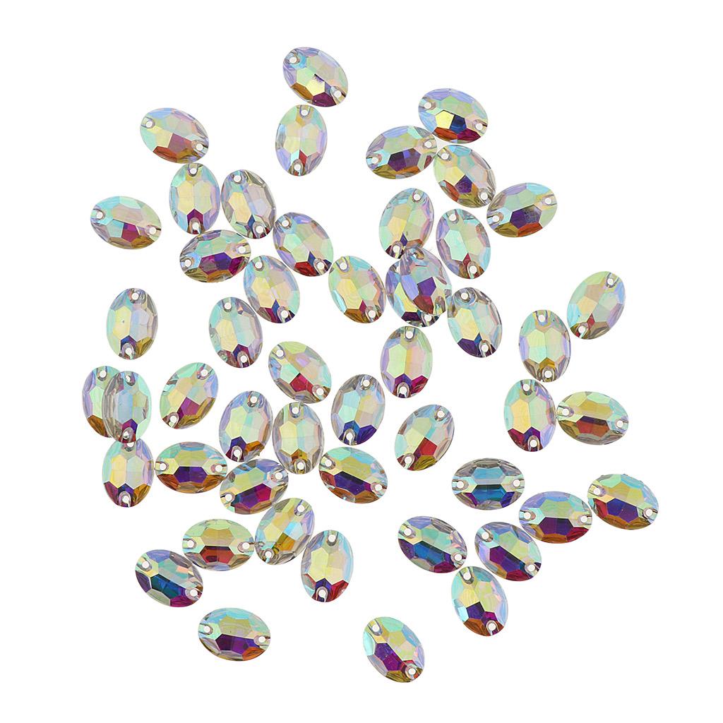 50Pcs Oval Sew on Rhinestones Crystal Beads Sewing DIY Clothing Accessories
