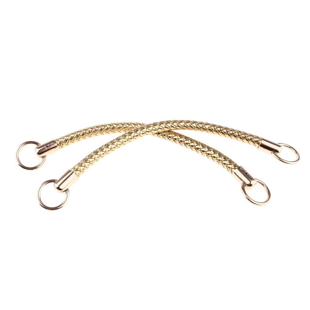 2Pcs DIY PU Leather Clutch Bag Straps Replacement Handle for Purse Gold