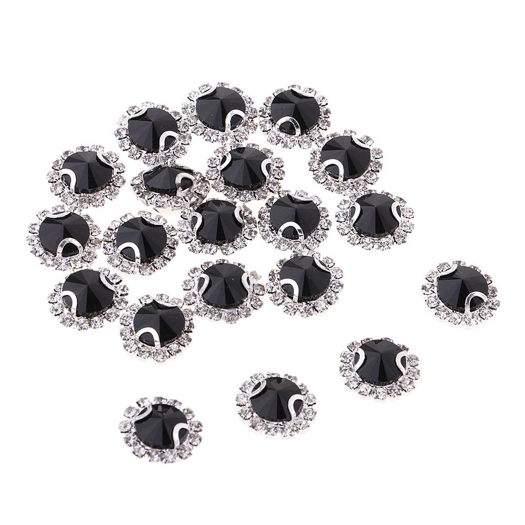 20Pcs Sew on Glass Rhinestones Crystal Flatback Beads for Sewing 8mm Black