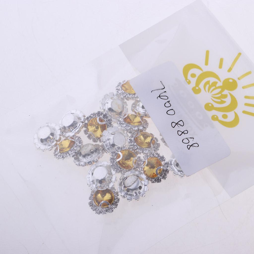20Pcs Sew on Glass Rhinestones Crystal Flatback Beads for Sewing 8mm Gold