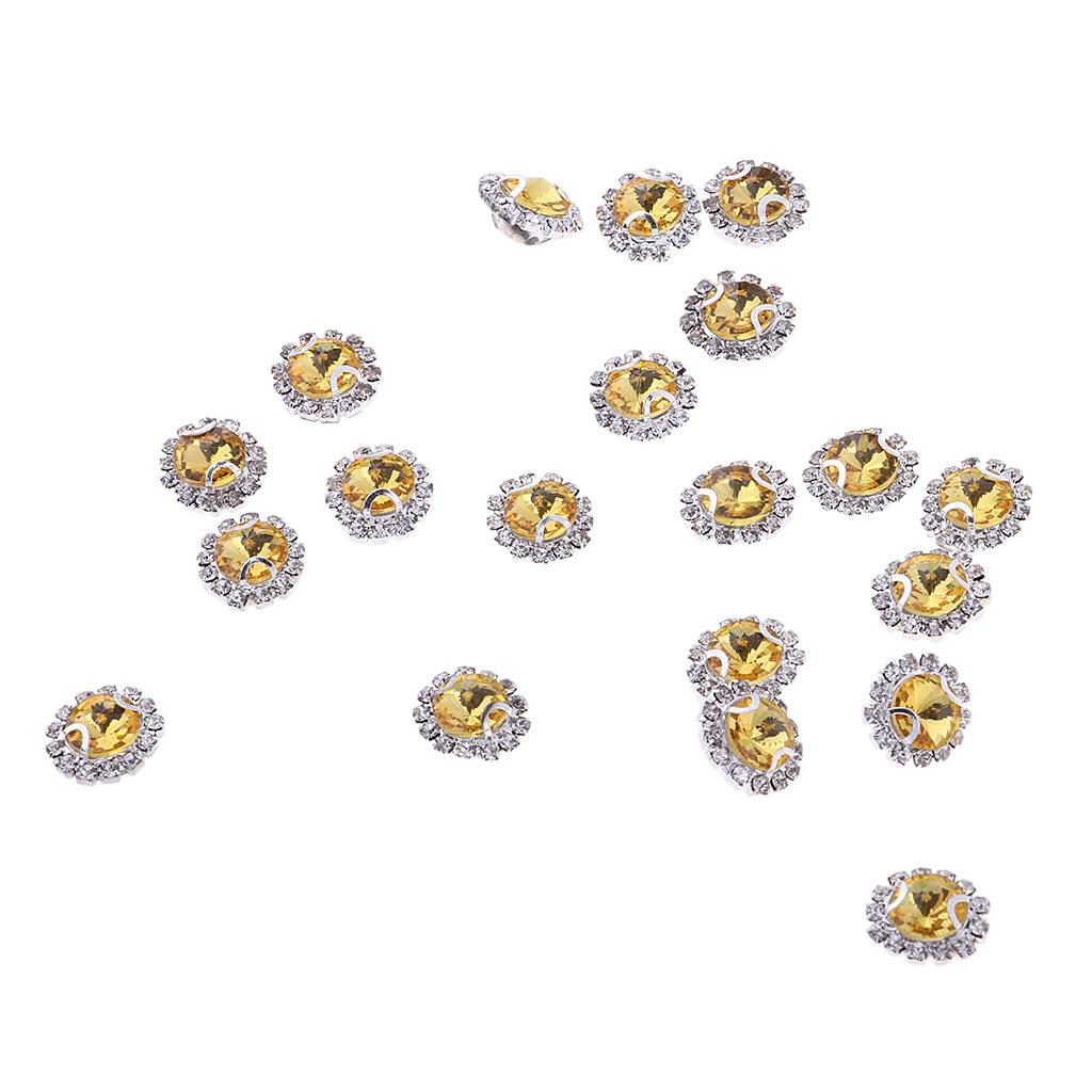 20Pcs Sew on Glass Rhinestones Crystal Flatback Beads for Sewing 8mm Gold