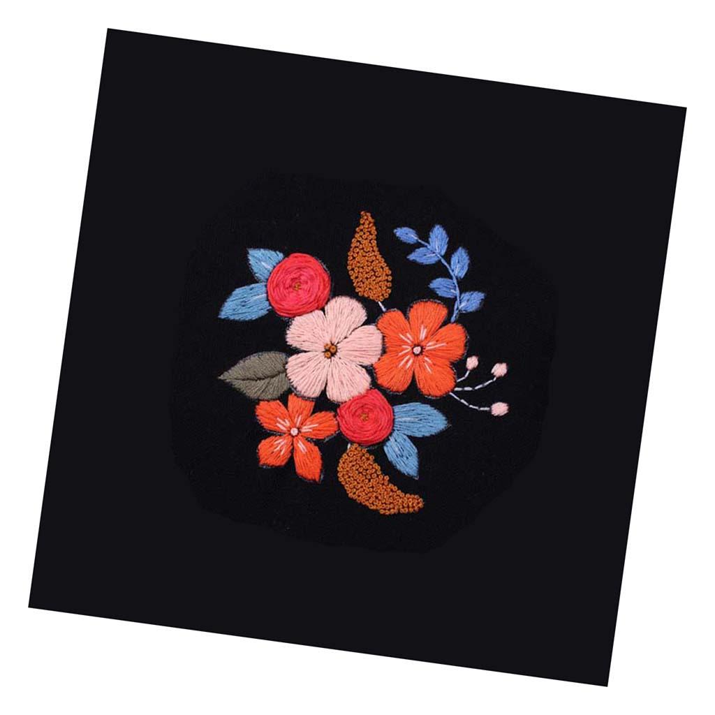 Embroidery Starter Kit with Pattern Flower Design DIY Needlework Painting