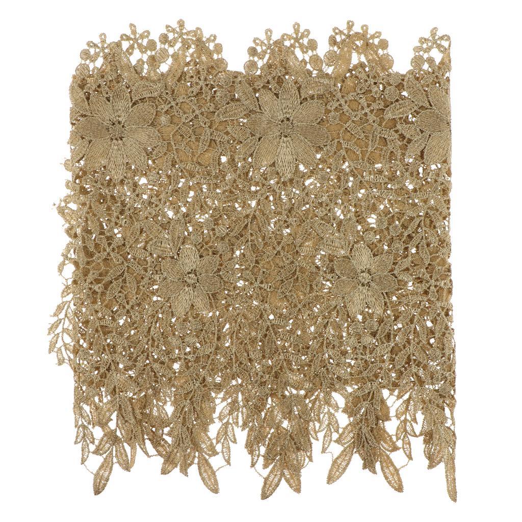 1 Yard Floral Lace Trim Ribbon Flower Embroidery Wedding Trim Sewing Gold