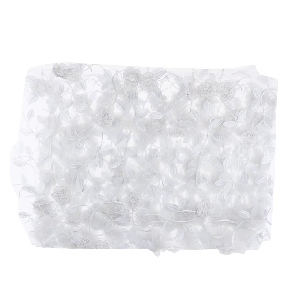 Mesh Embroidery Lace Trim Flower Lace Trim Applique for Wedding Dress White