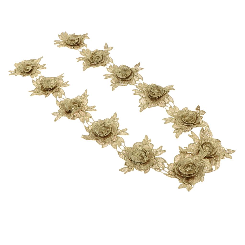 1 Yard Crochet Lace Trim Ribbon Wedding Applique Dress Sewing Craft Flower 2