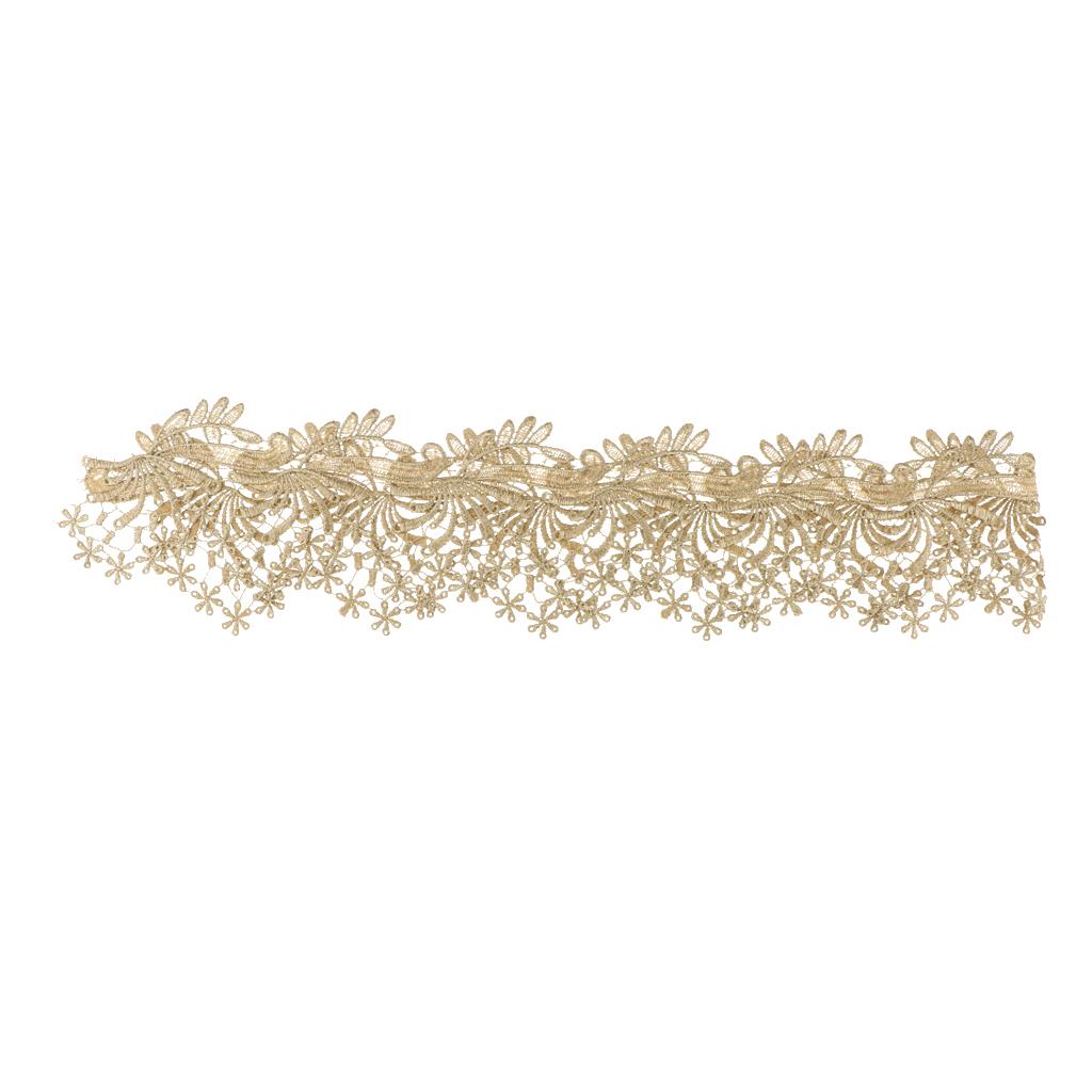 1 Yard Floral Embroidered Metallic Lace Trims for DIY Dress Bags Decor JB22