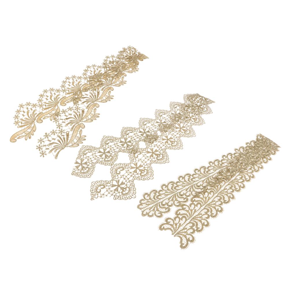 1 Yard Floral Embroidered Metallic Lace Trims for DIY Dress Bags Decor JB22