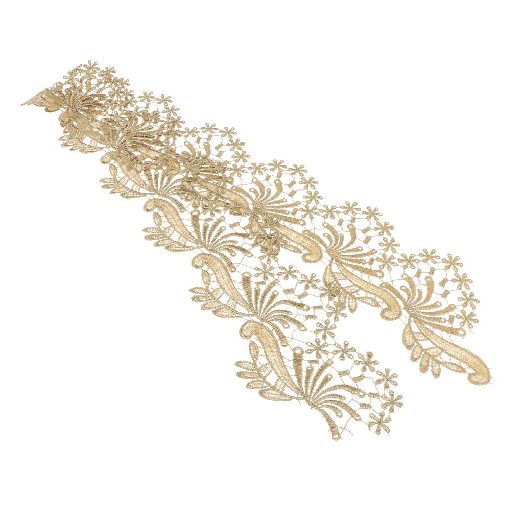 1 Yard Floral Embroidered Metallic Lace Trims for DIY Dress Bags Decor JB22