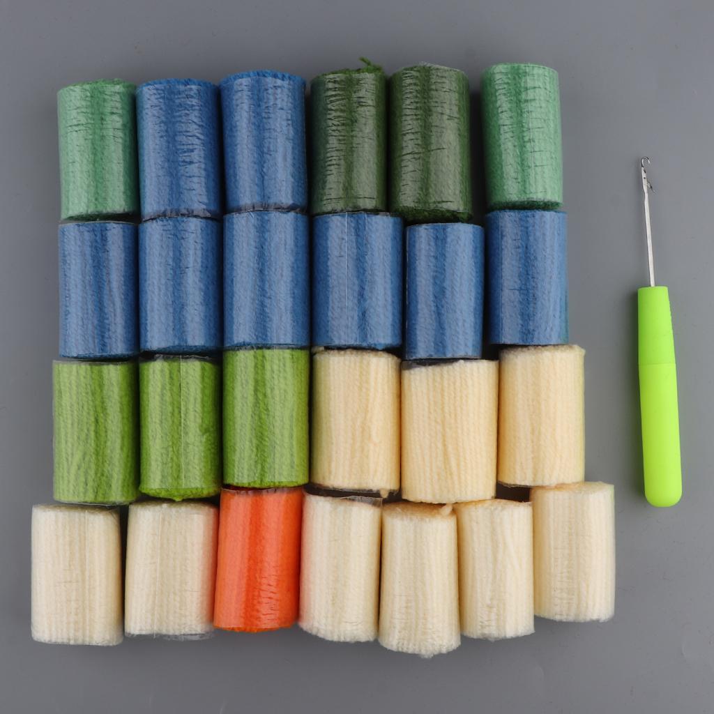 Green Flower Latch Hook Kit for DIY Pillow Cover Sofa Cushion Cover 40x40cm