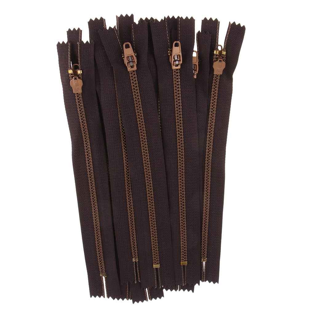 10 Pieces Resin Coil Zipper Closed End Zipper for Sewing Supplies Brown