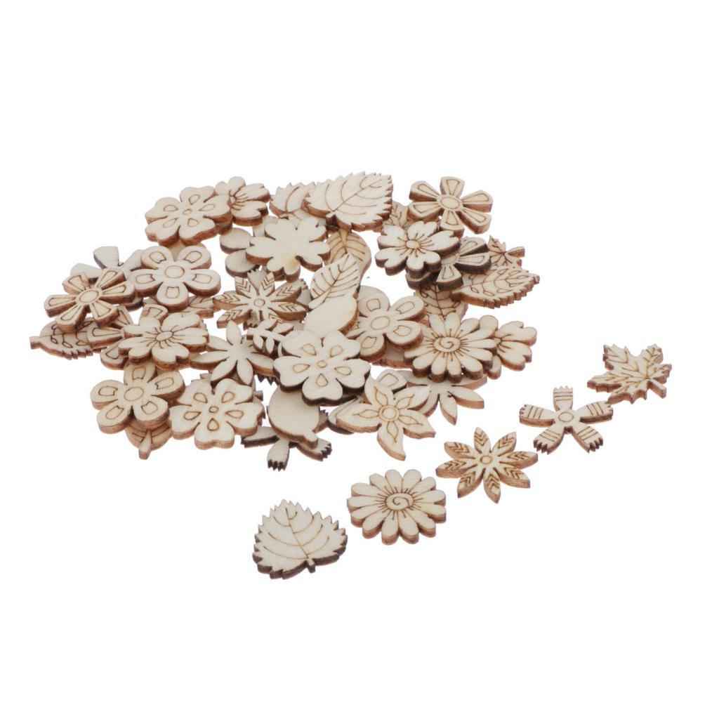 50 Pieces Unfinished Wooden Chips Pendants Ornaments DIY Home Decoration