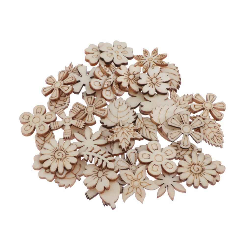 50 Pieces Unfinished Wooden Chips Pendants Ornaments DIY Home Decoration
