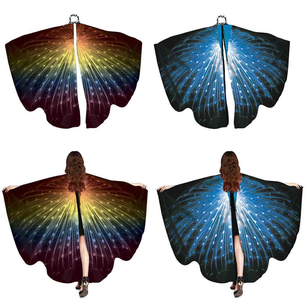 Butterfly Wings Shawl Cape Cloak Festival Fairy Party Costume Multicolor