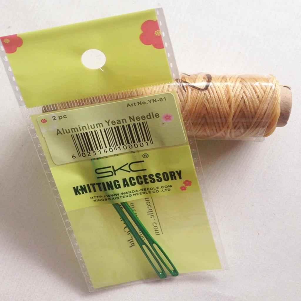 2pcs Aluminium Large-eye Bent Tip Tapestry Darning Needles Knitting Green