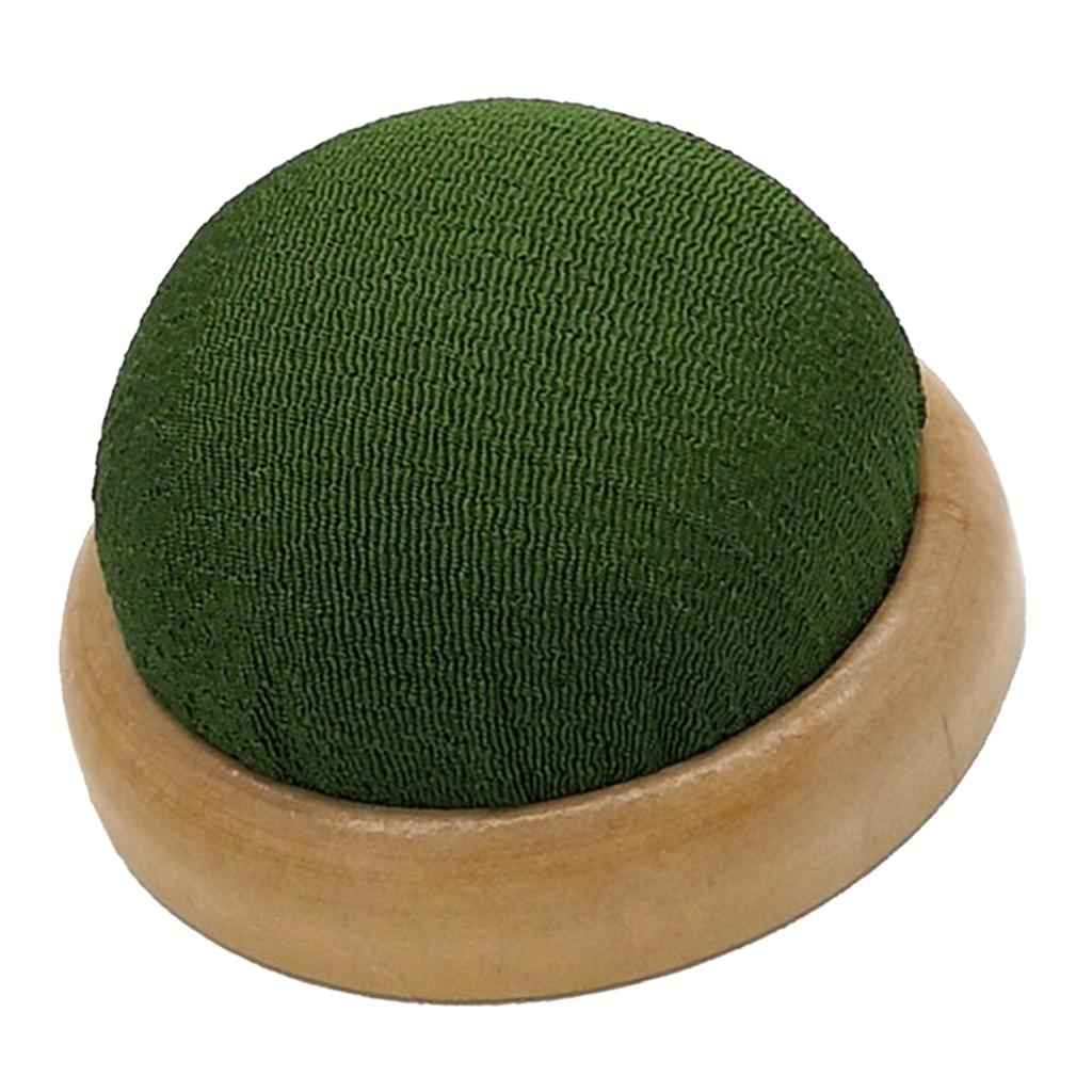 Needle/Pin Cushion Needle Insertion with Wooden Base Sewing Tool Green