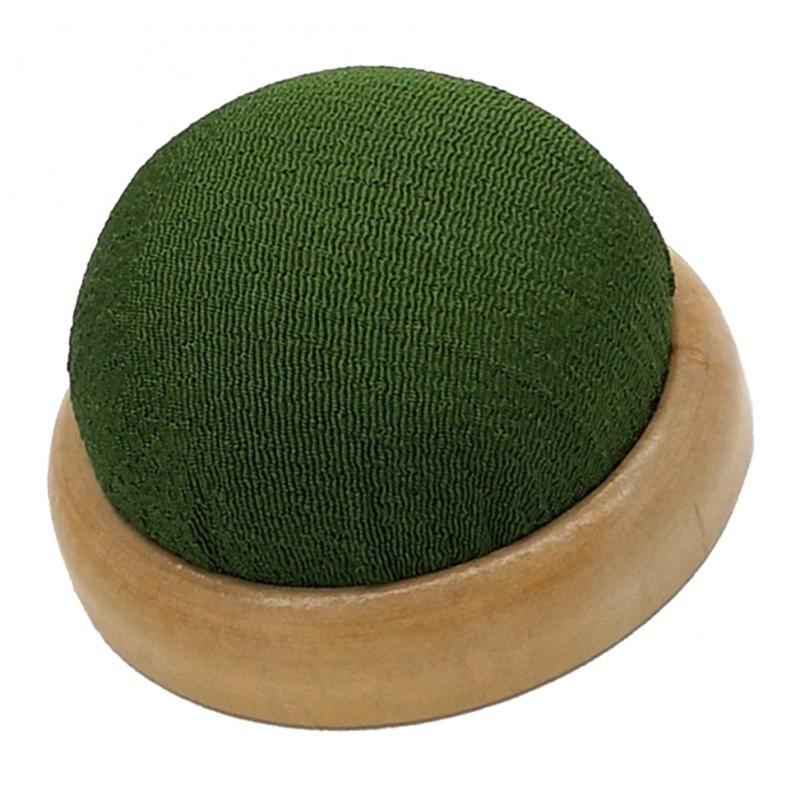 Needle/Pin Cushion Needle Insertion with Wooden Base Sewing Tool Green