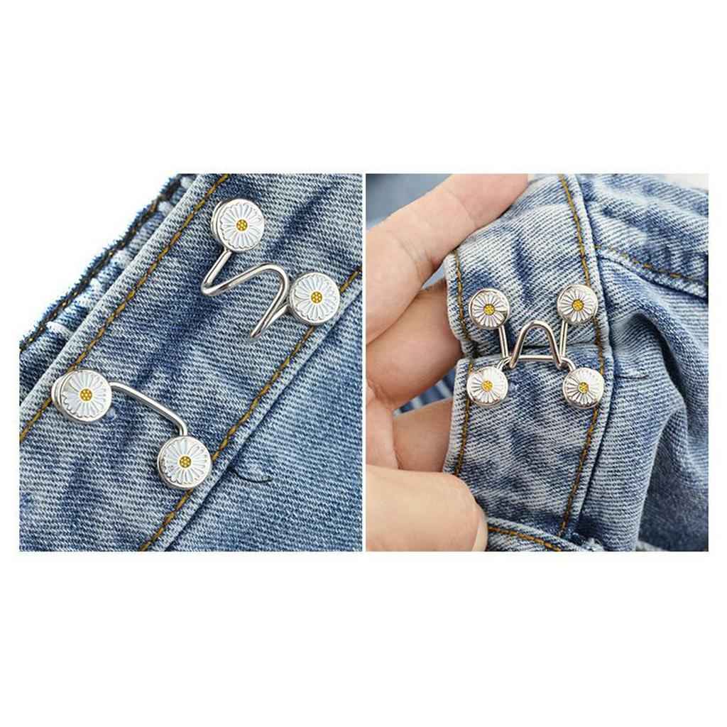 Set of 4 Waist Buckle Adjustable Snap Button Jeans Waist Detachable Gray