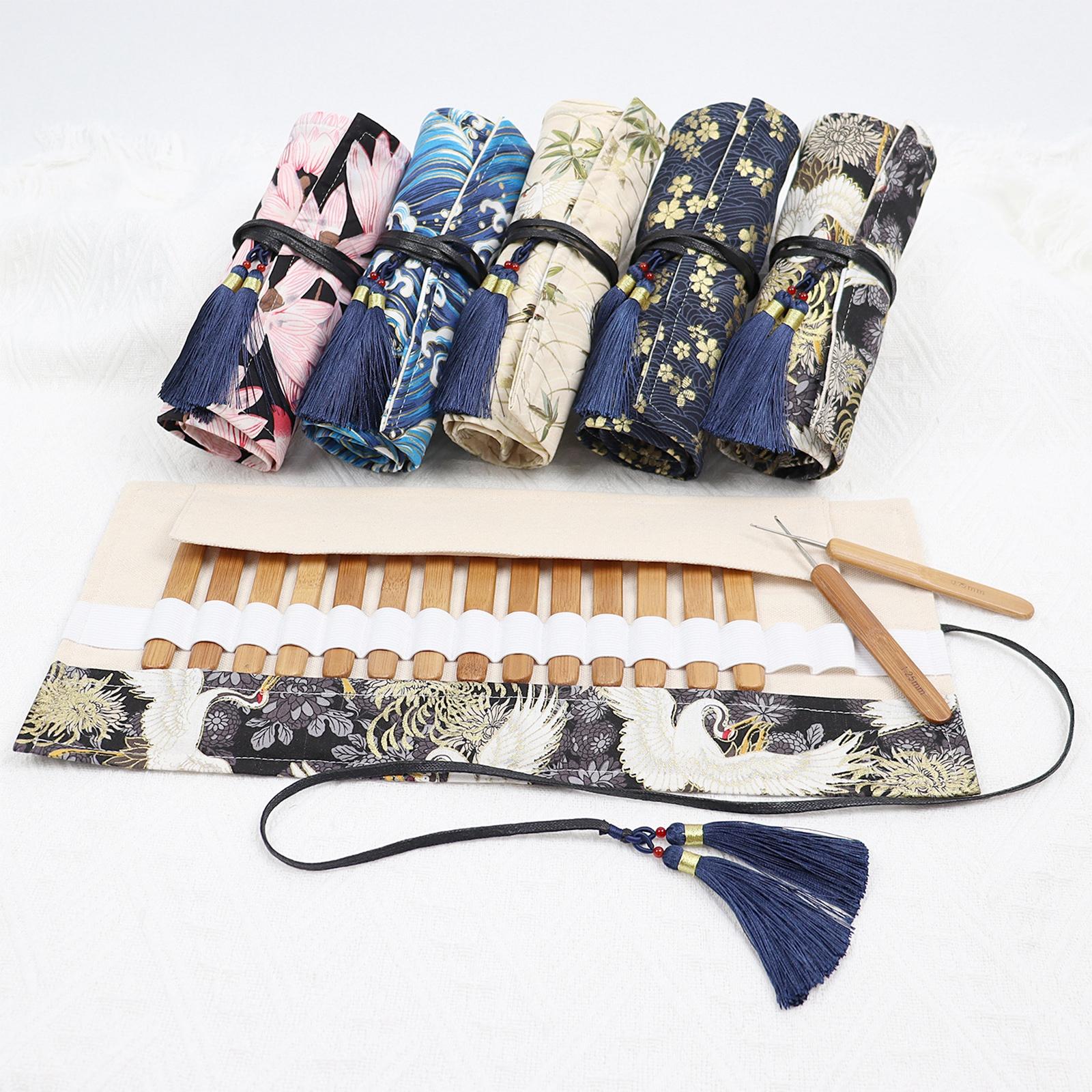 Crochet Hook Case Knitting Needle Storage Wrap Roll Organizer Crane