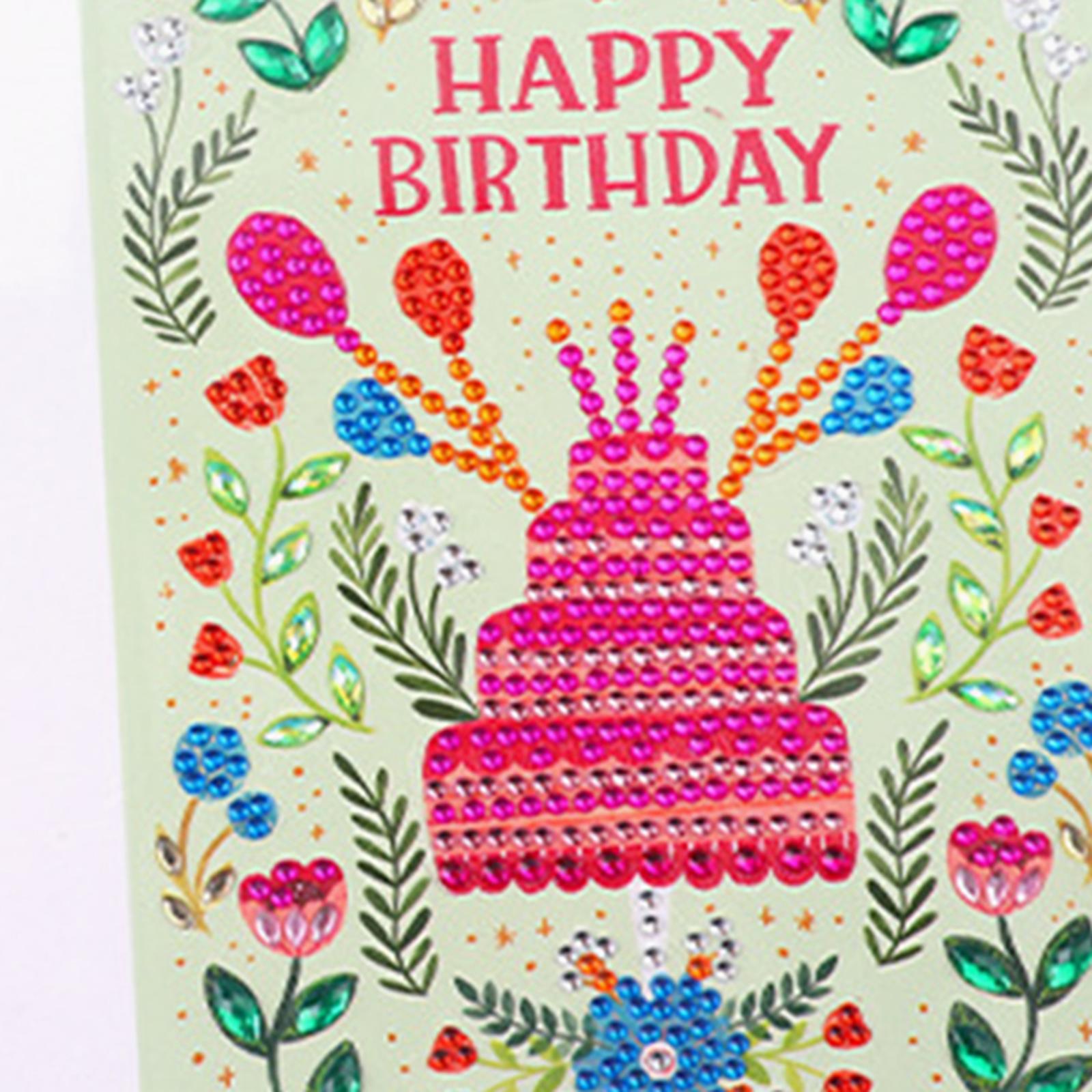 Creative Diamond Painting Birthday Cards Beaded Gift Card Mosaic Making G