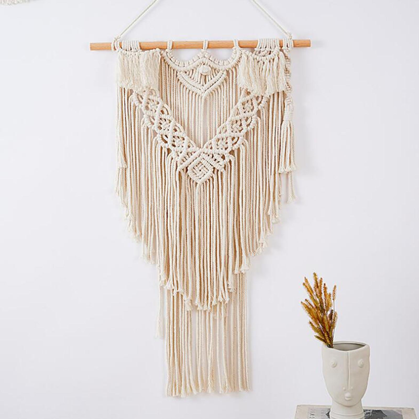 Chic Macrame Tapestry Fringe Wall Art Cotton Rope Woven for Dorm Background