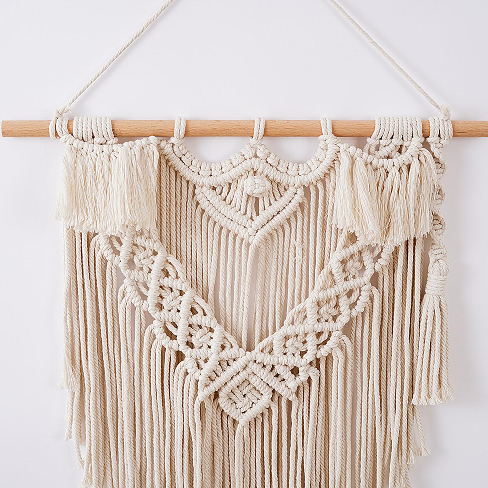 Chic Macrame Tapestry Fringe Wall Art Cotton Rope Woven for Dorm Background