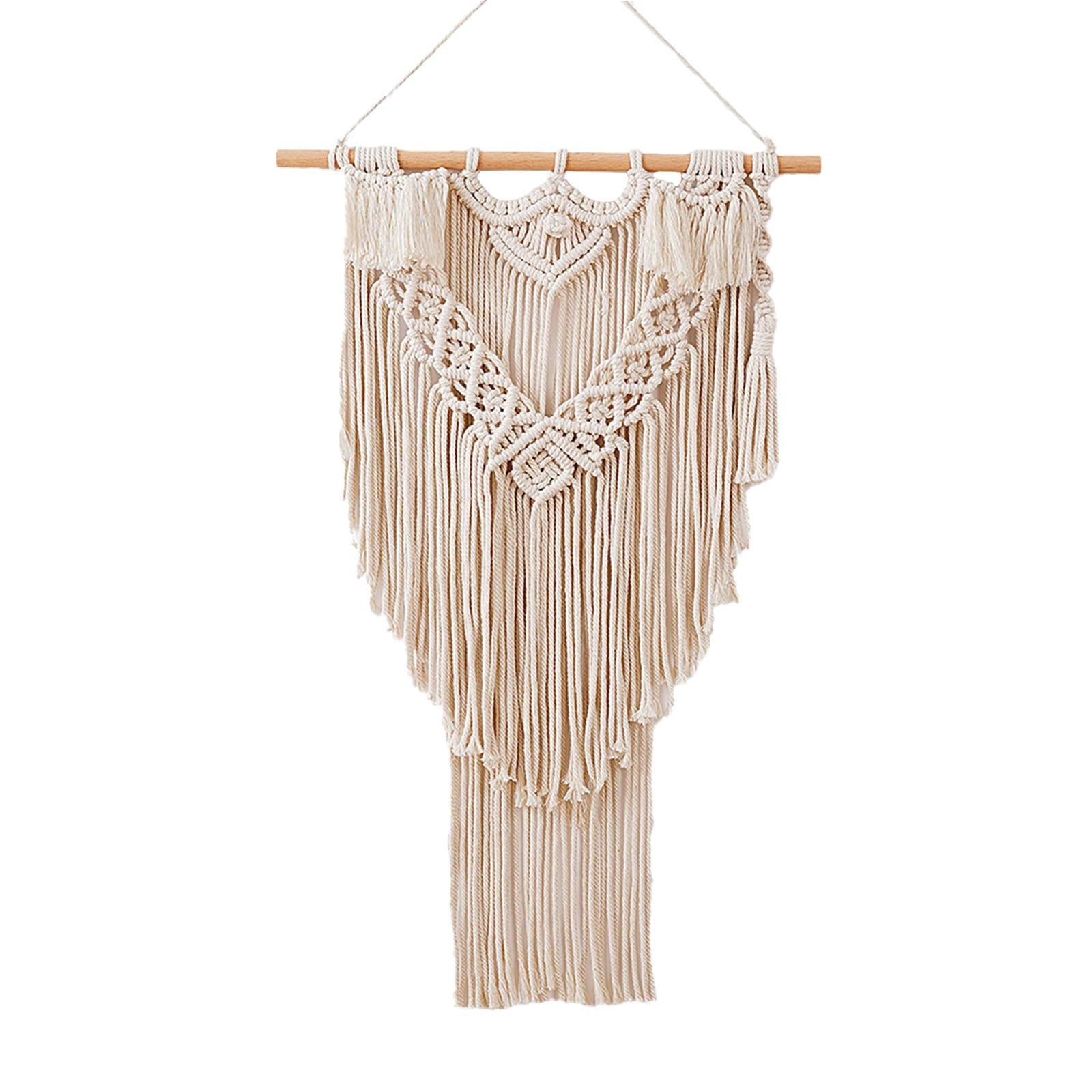Chic Macrame Tapestry Fringe Wall Art Cotton Rope Woven for Dorm Background