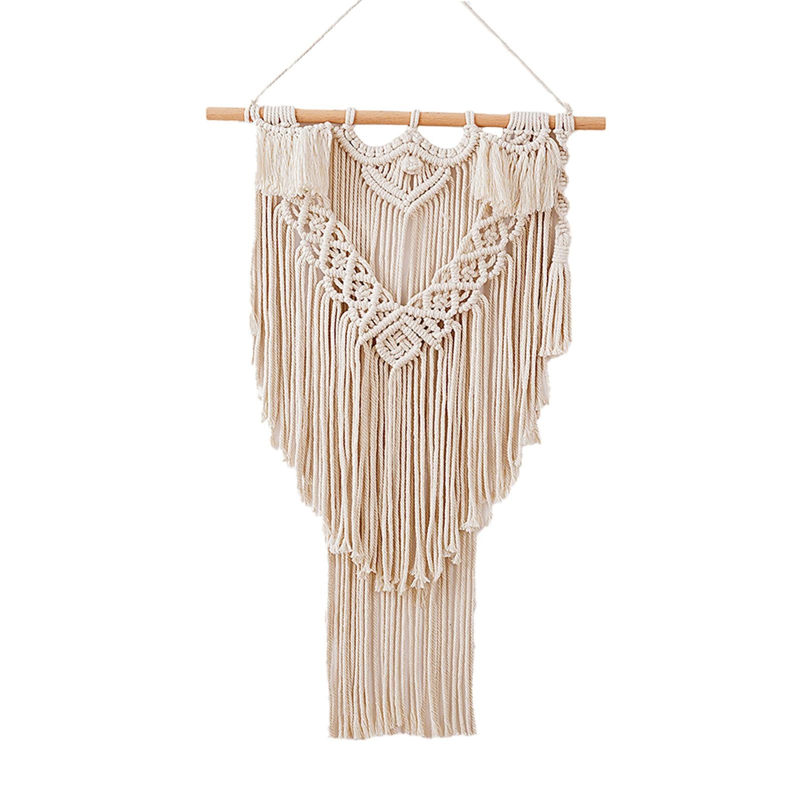 Chic Macrame Tapestry Fringe Wall Art Cotton Rope Woven for Dorm Background