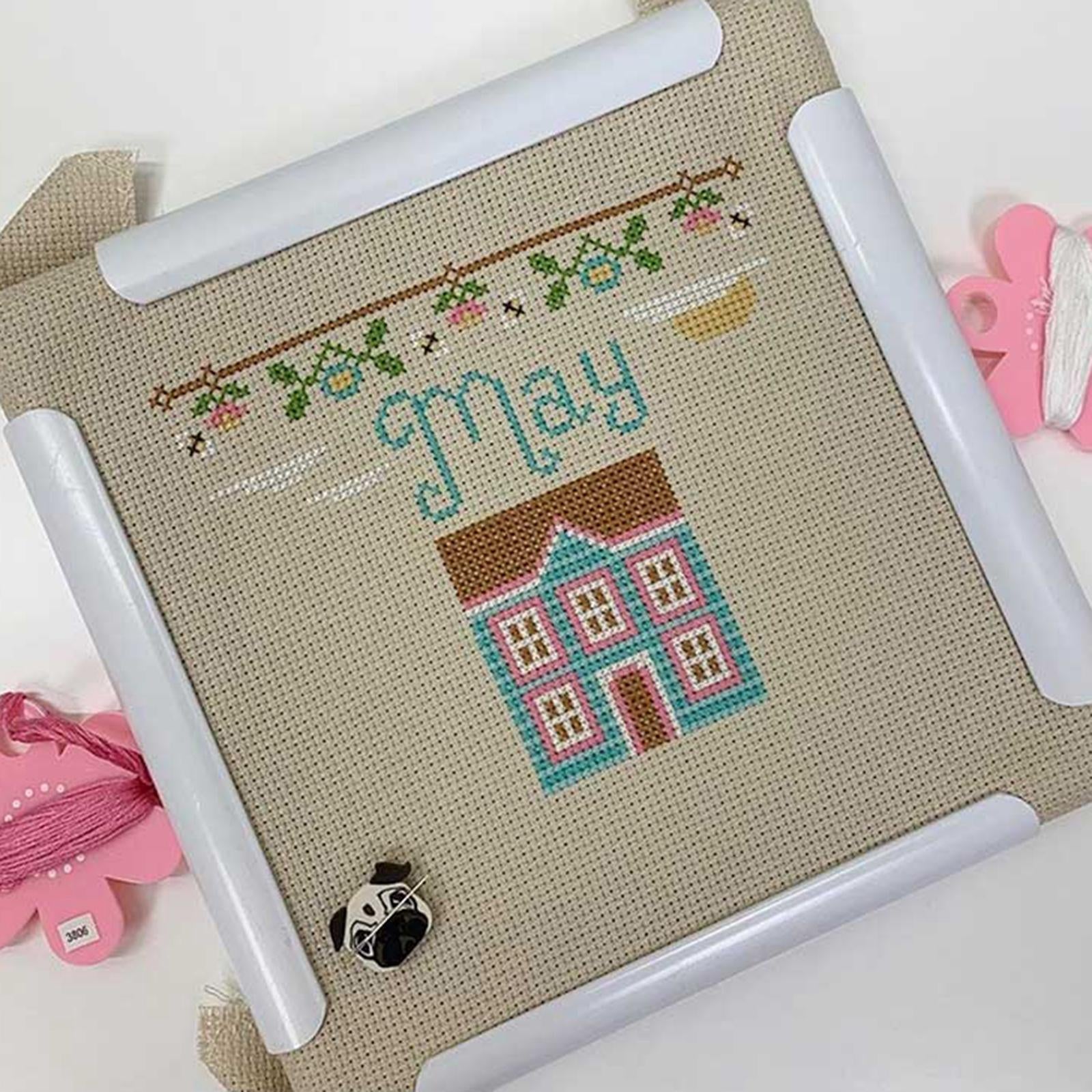 Clip Frame Needlepoint Silk-Painting Craft DIY Tool Sewing Embroidery Square 8x8inch