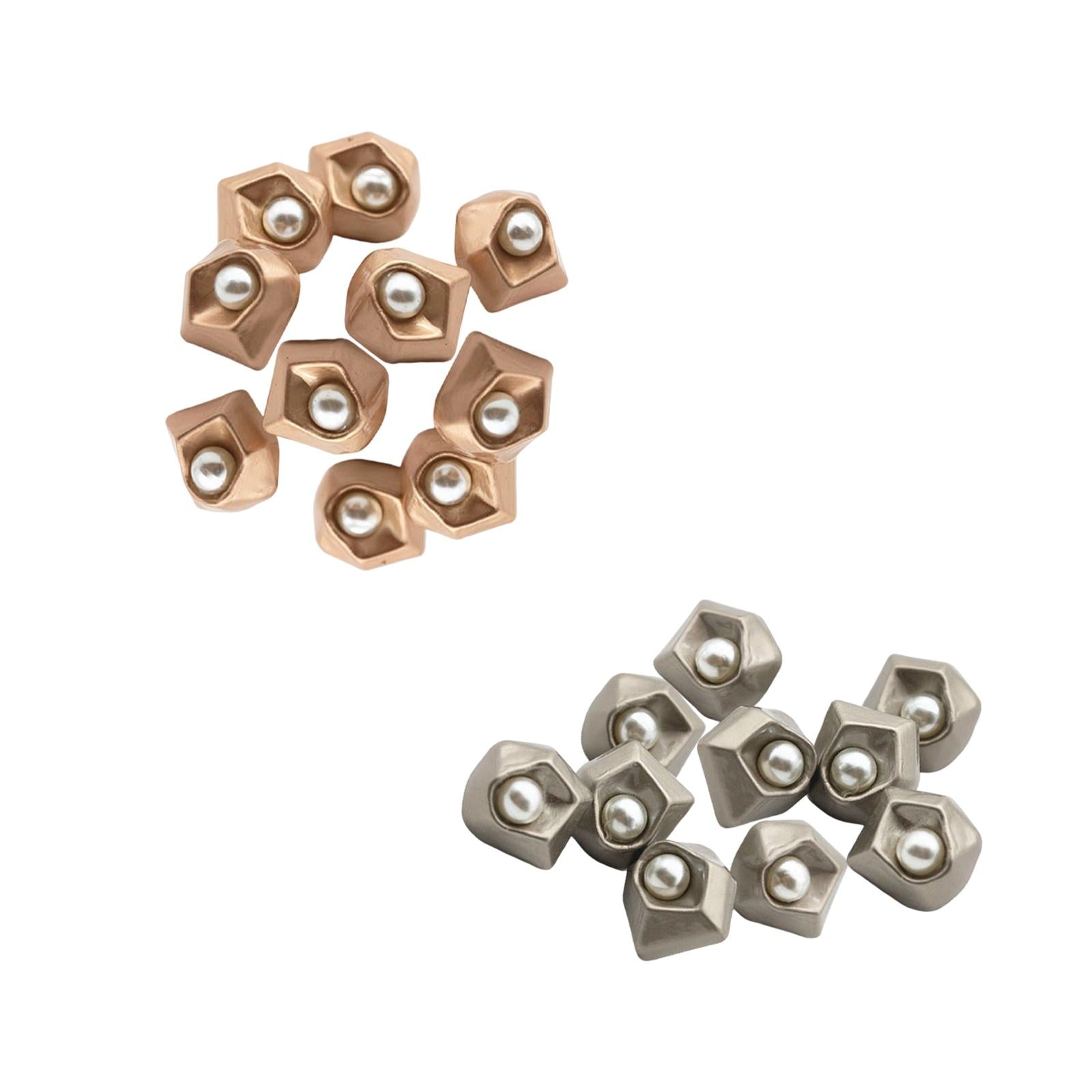 5x10Pcs Pearl Buttons Sewing Fasteners Decoration for DIY Crafting Gold