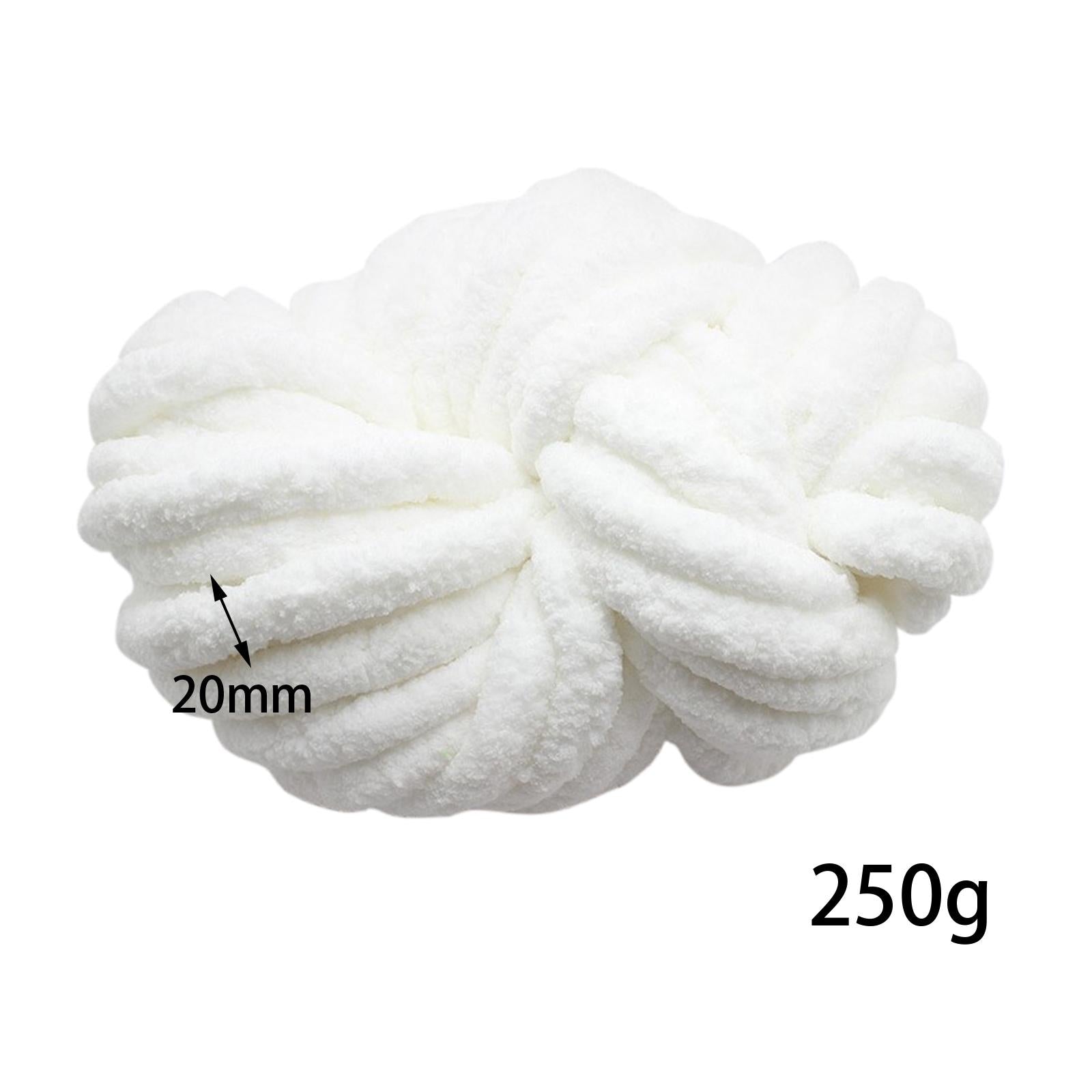 3xChunky Chenille Yarn Washable Super Bulky Yarn for Crocheting Throw Knitting Pure White