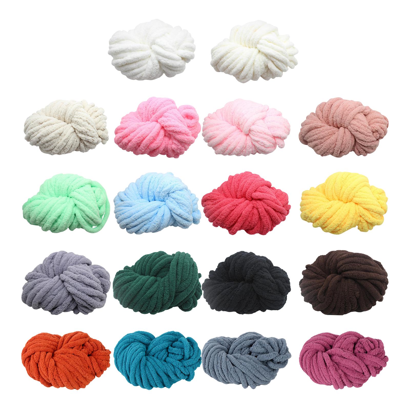 3xChunky Chenille Yarn Washable Super Bulky Yarn for Crocheting Throw Knitting Pure White