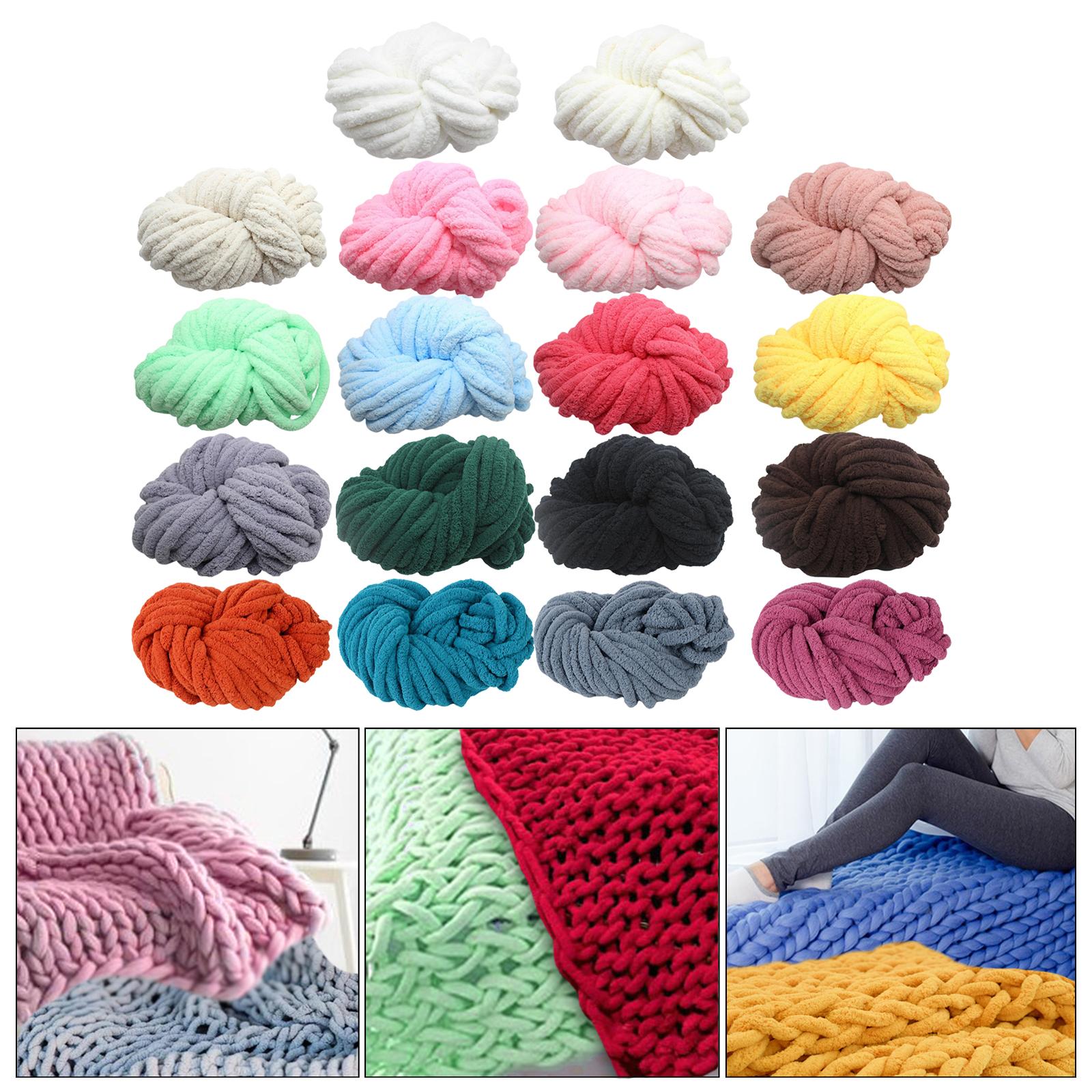 3xChunky Chenille Yarn Washable Super Bulky Yarn for Crocheting Throw Knitting Pure White