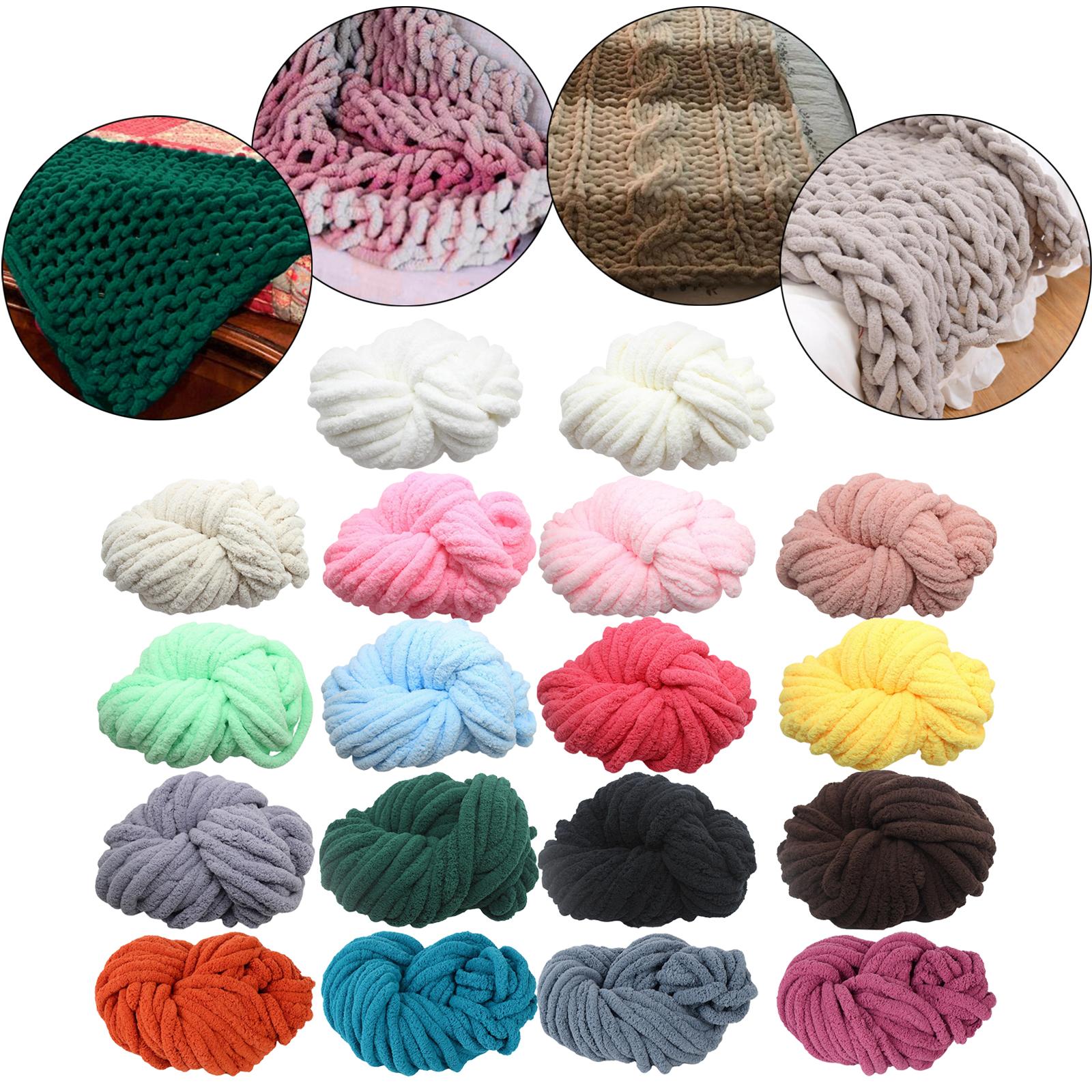 3xChunky Chenille Yarn Washable Super Bulky Yarn for Crocheting Throw Knitting Pure White