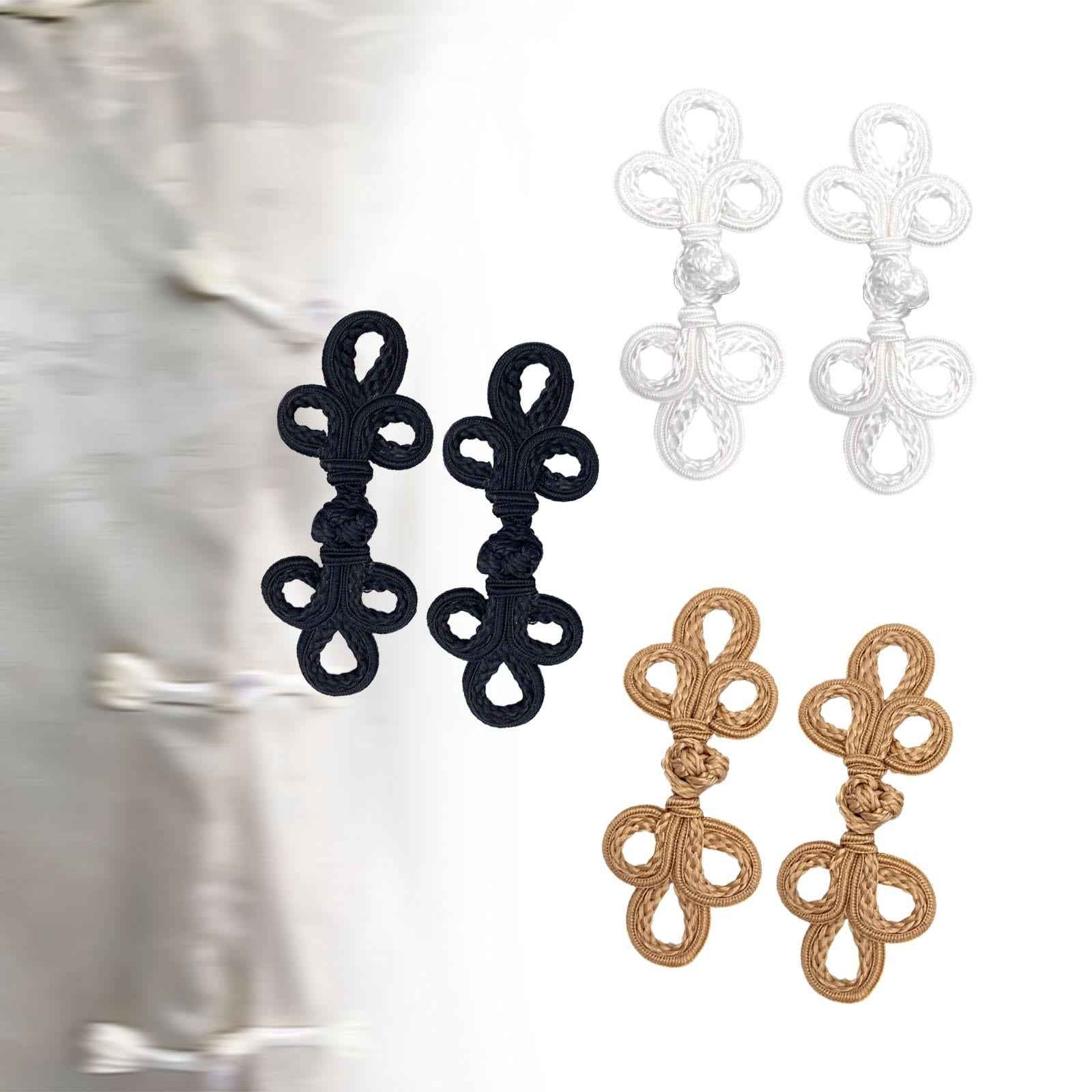 2Pcs Decorative Fashion Chinese Knot Frog Buttons for Costumes Coats Sweater Black