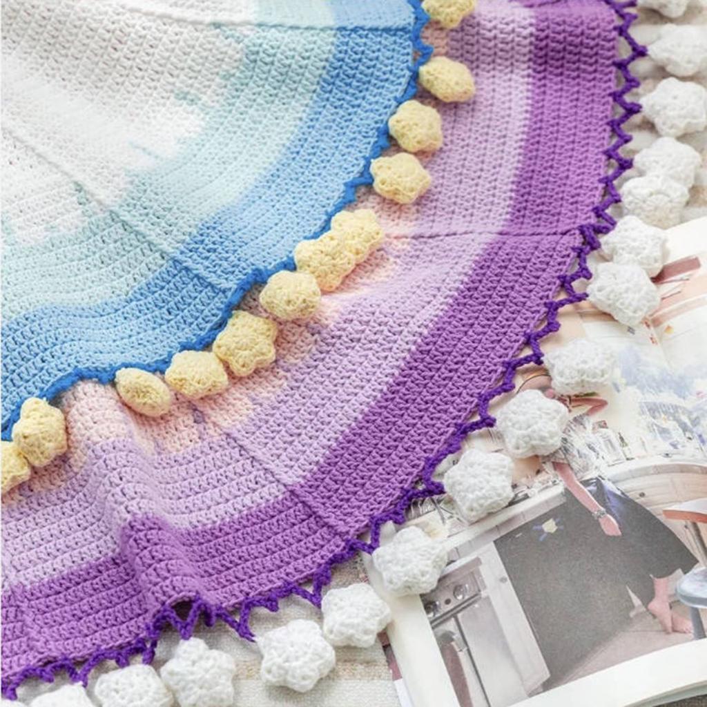 Bouquet Blanket Crochet Kit DIY Blanket Kit for Starter Beginners Enthusiast purple