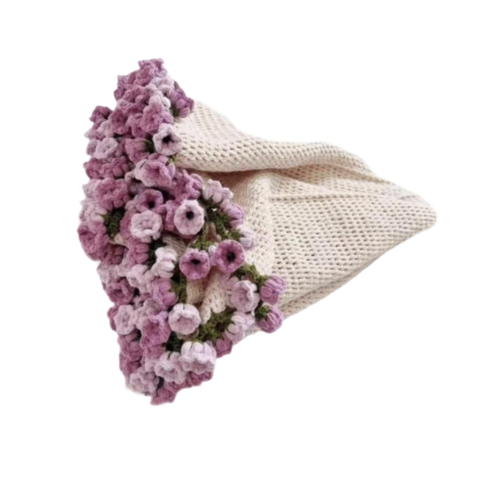 Bouquet Blanket Crocheting Kit Material Package for Starter Beginners Adults Violet