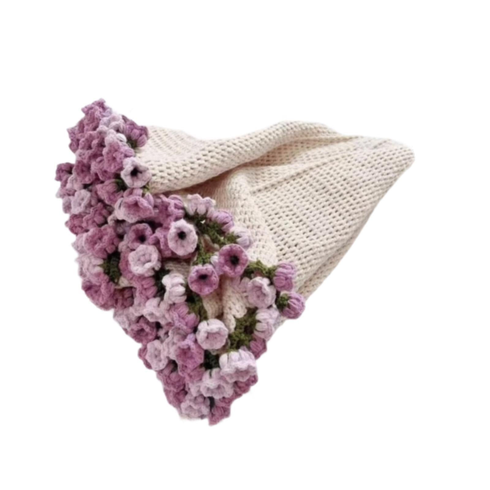Bouquet Blanket Crocheting Kit Material Package for Starter Beginners Adults Violet