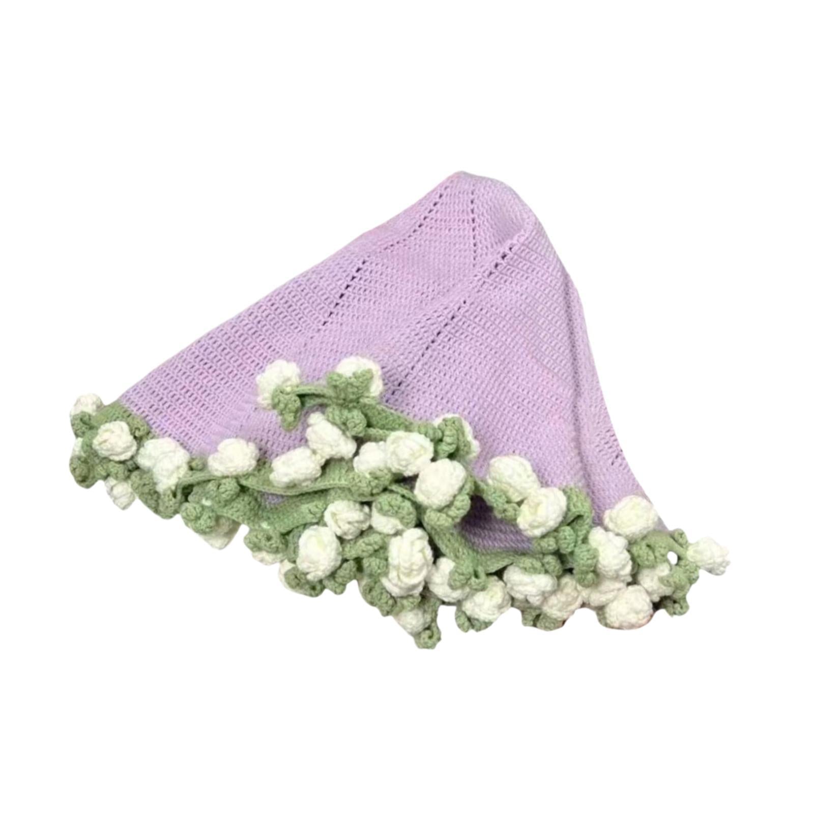 Bouquet Blanket Crocheting Kit Material Package for Starter Beginners Adults White