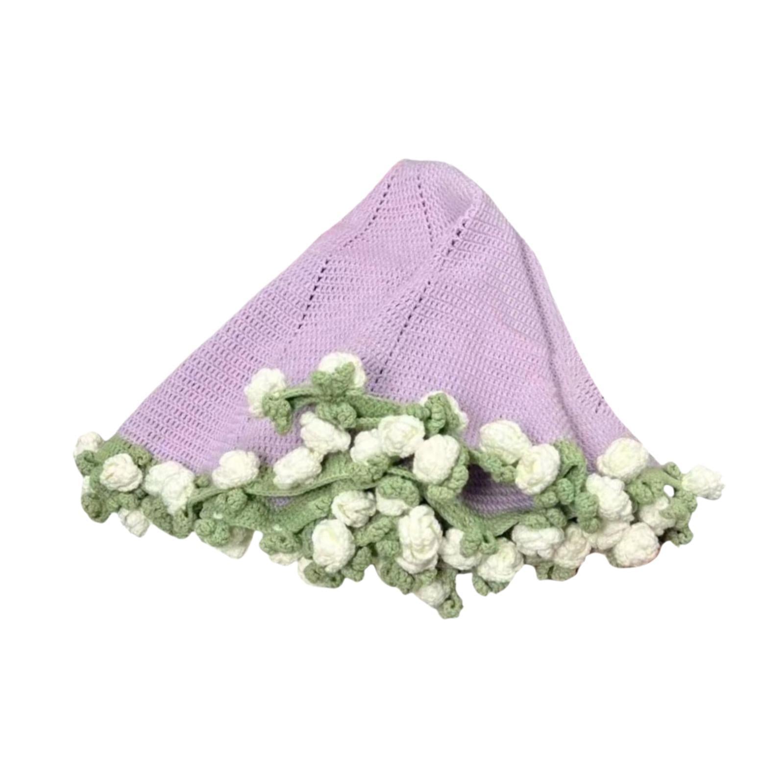 Bouquet Blanket Crocheting Kit Material Package for Starter Beginners Adults White
