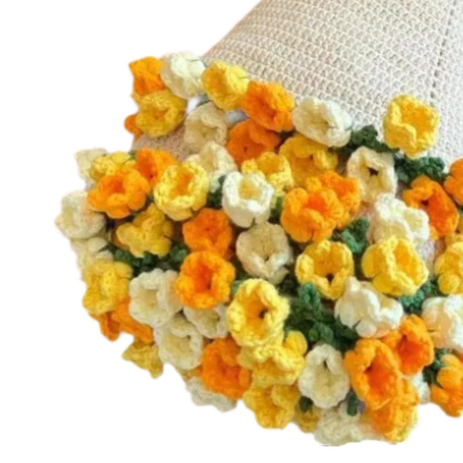 Bouquet Blanket Crocheting Kit Material Package for Starter Beginners Adults Yellow