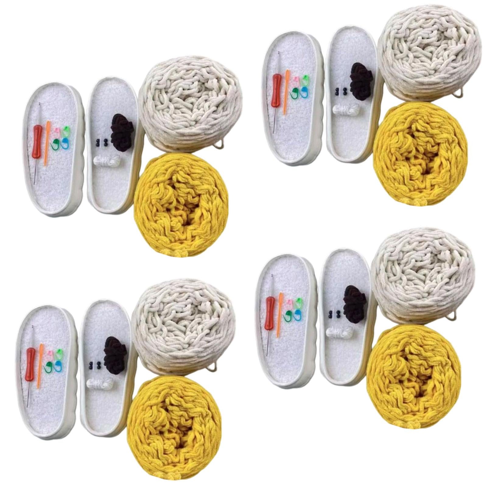 DIY Crochet Cotton Slippers Kit Soft Fun Home Shoes Making Set 35 cm