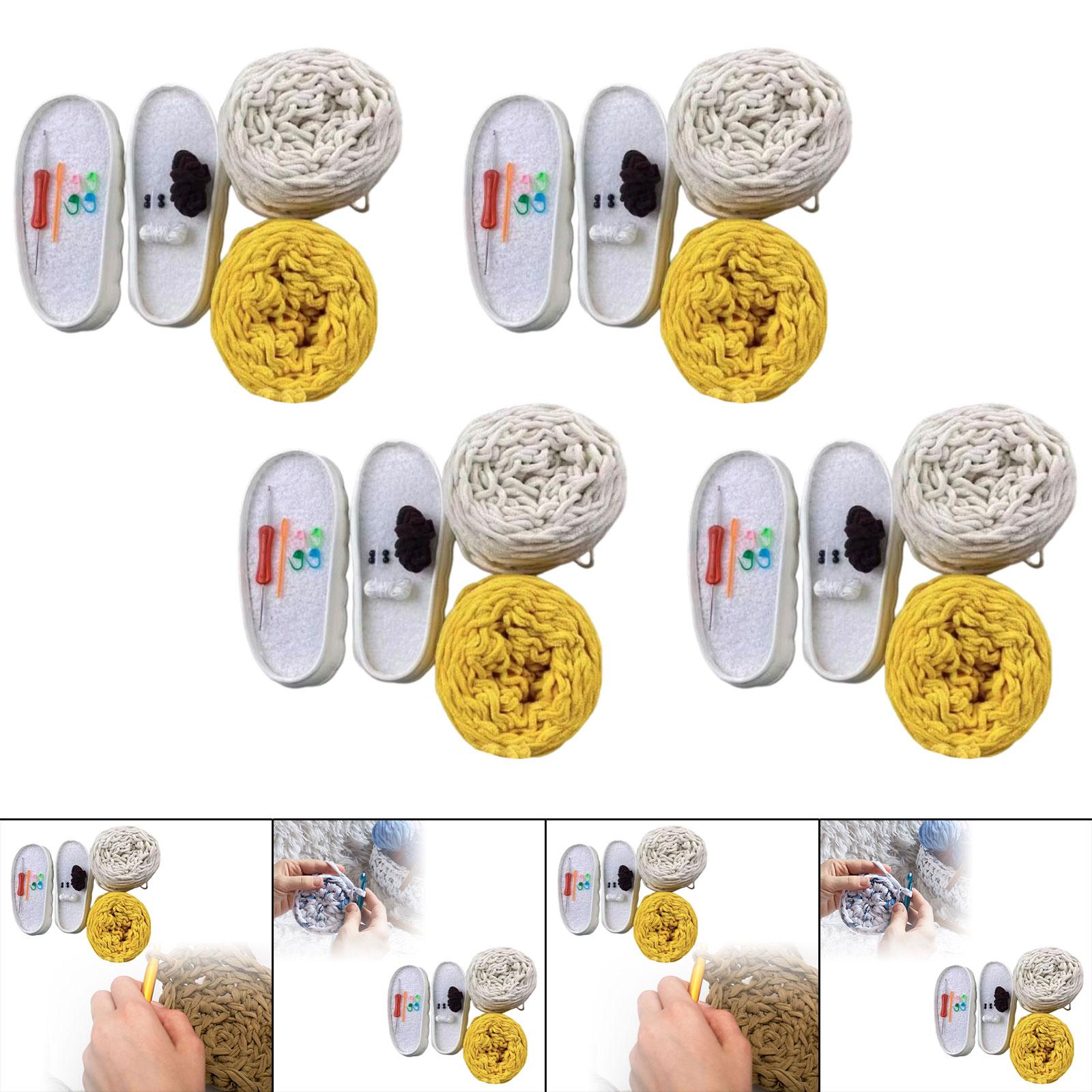 DIY Crochet Cotton Slippers Kit Soft Fun Home Shoes Making Set 35 cm