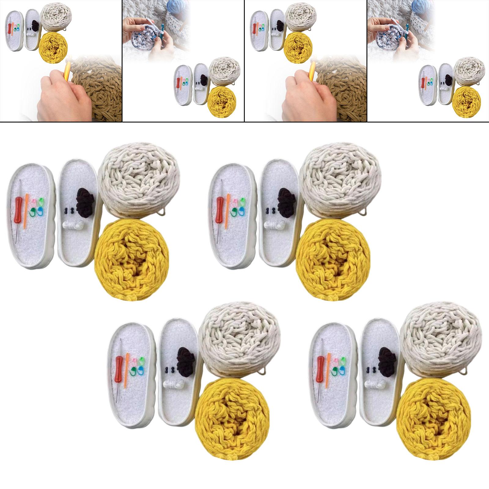 DIY Crochet Cotton Slippers Kit Soft Fun Home Shoes Making Set 35 cm
