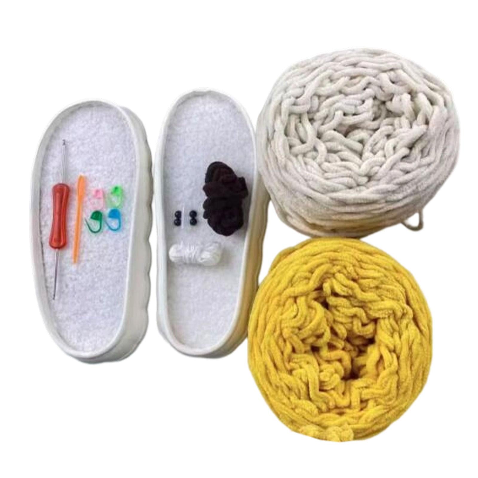DIY Crochet Cotton Slippers Kit Soft Fun Home Shoes Making Set 39 cm
