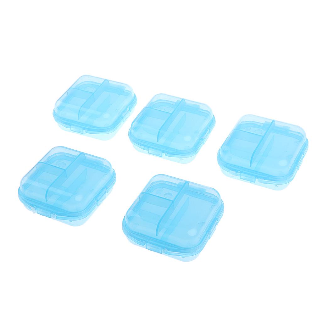 5 Pieces Medicine Tablet Holder Organizer Dispenser Case Pill Box blue