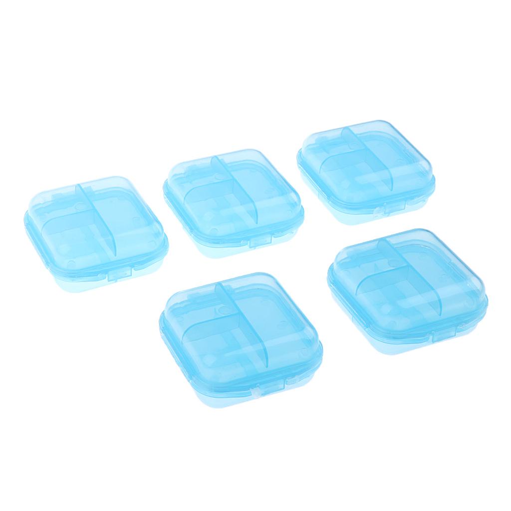 5 Pieces Medicine Tablet Holder Organizer Dispenser Case Pill Box blue